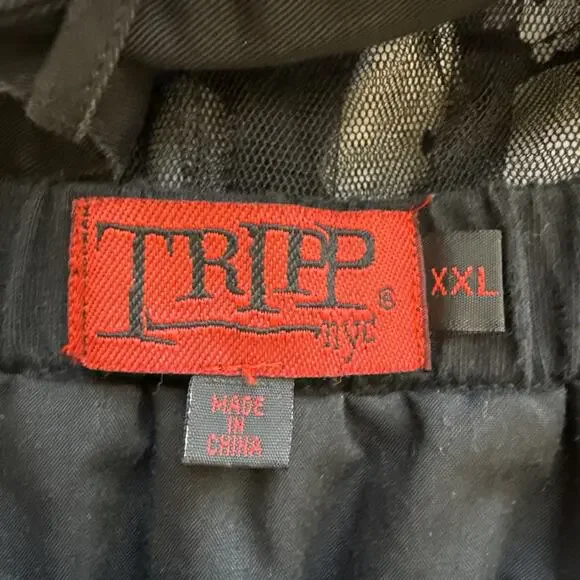 Tripp NYC Suspenders Skull Mini Skirt Size XXL Black White Tulle Ruffle Goth - Picture 10 of 11
